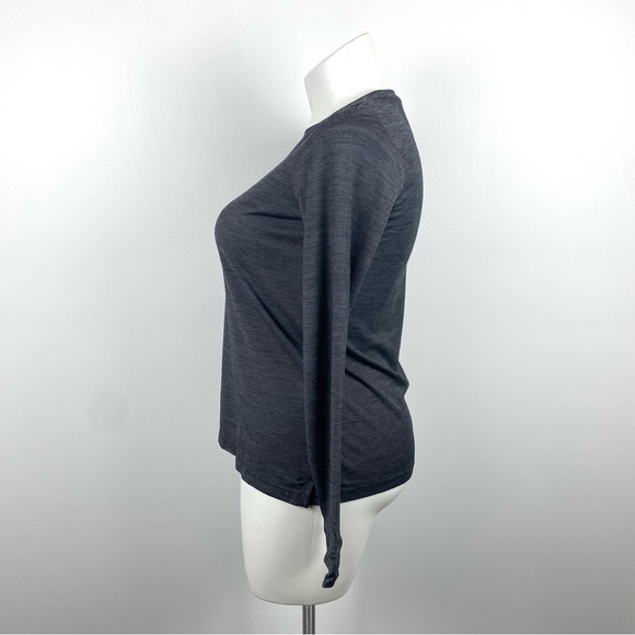 BOMBAS Dark Gray Long Sleeve Top Thumb Holes Merino Wool Blend Medium - Picture 7 of 12